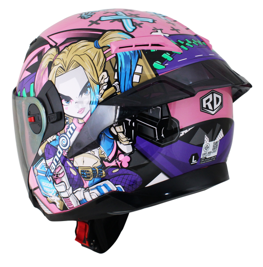 RD Air Force 1 Open Face Helmet - Harley Quinn (Black Pink)