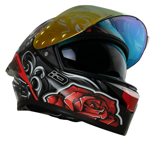 ID ZRO Full Face Helmet - Forever (Black Red)