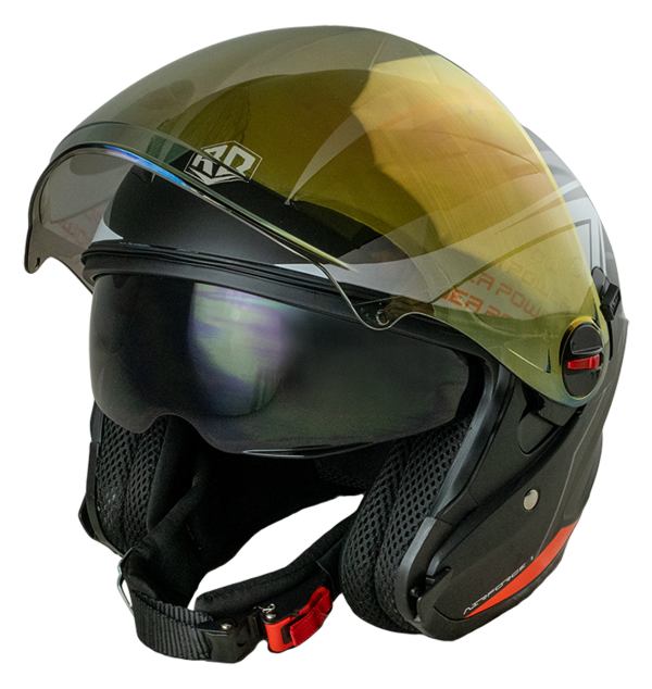 RD Air Force 1 Open Face Helmet - Power (Matt Black)