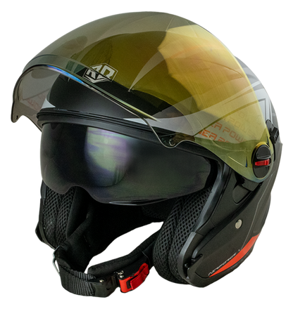 RD Air Force 1 Open Face Helmet - Power (Matt Black)