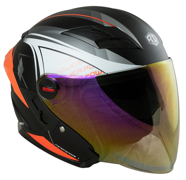 RD Air Force 1 Open Face Helmet - Power (Matt Black)