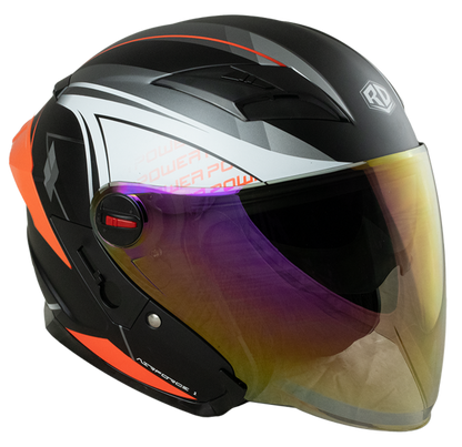 RD Air Force 1 Open Face Helmet - Power (Matt Black)