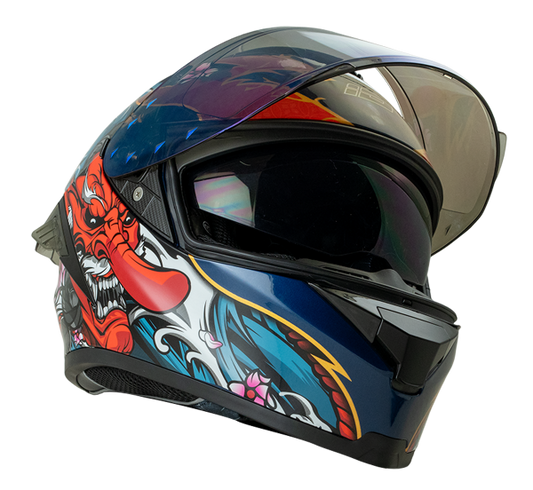 ID ZRO Full Face Helmet - Tengu (Blue)