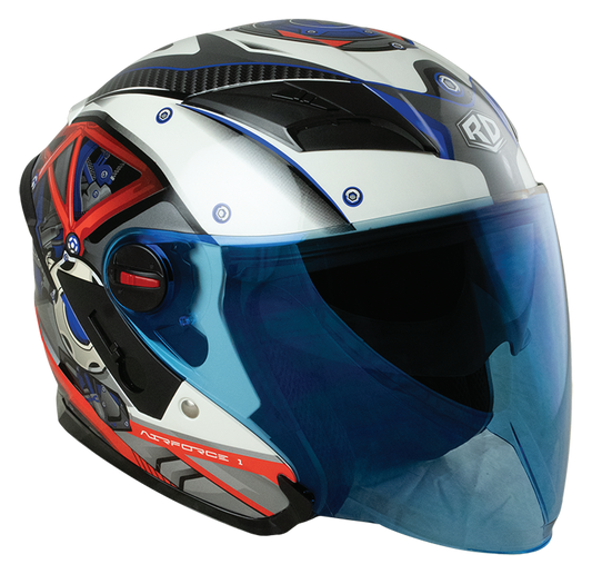 RD Air Force 1 Open Face Helmet - Engine (Pearl White)