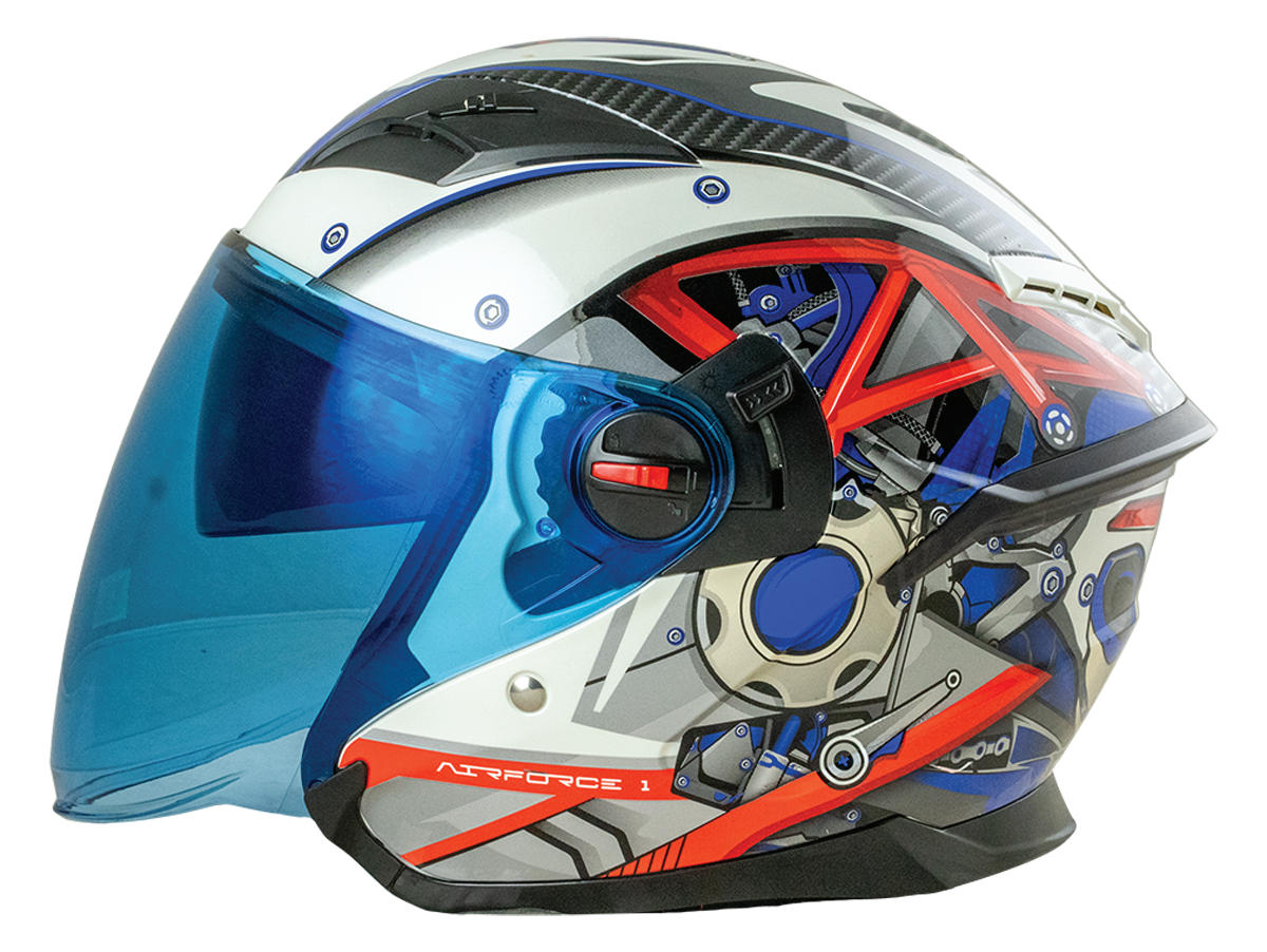 RD Air Force 1 Open Face Helmet - Engine (Pearl White)