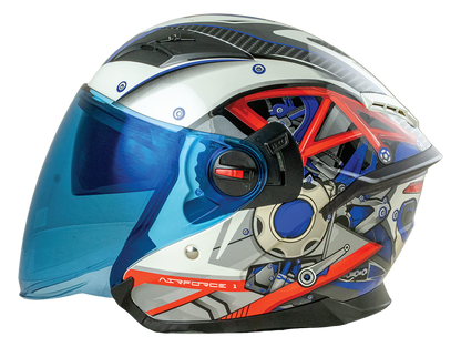 RD Air Force 1 Open Face Helmet - Engine (Pearl White)