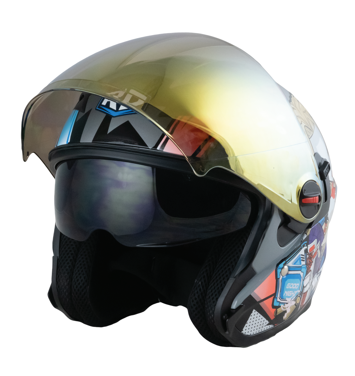 RD Air Force 1 Open Face Helmet - Harley Quinn (Grey) Motorcycle Helmet