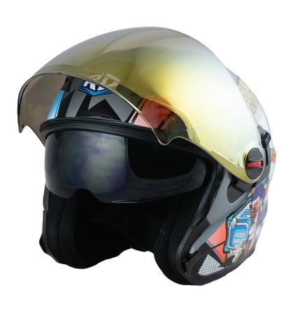 RD Air Force 1 Open Face Helmet - Harley Quinn (Grey) Motorcycle Helmet