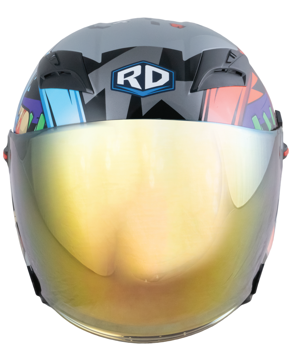 RD Air Force 1 Open Face Helmet - Harley Quinn (Grey) Motorcycle Helmet