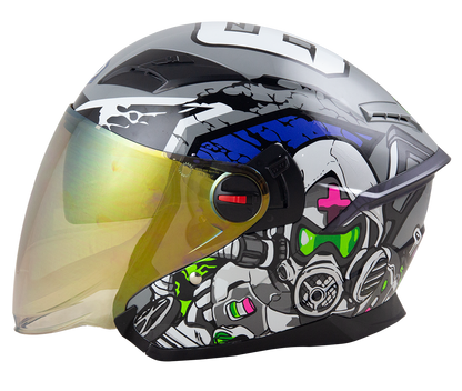 RD Air Force 1 Open Face Helmet - Star War (Grey) Motorcycle Helmet