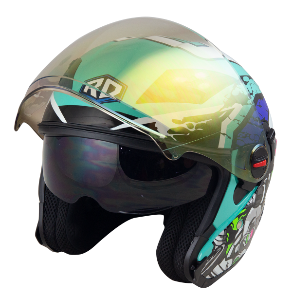 RD Air Force 1 Open Face Helmet - Star War (Mint Blue) Motorcycle Helmet