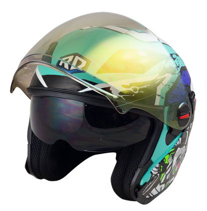 RD Air Force 1 Open Face Helmet - Star War (Mint Blue) Motorcycle Helmet