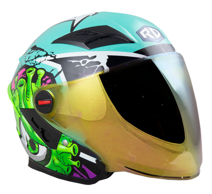 RD Air Force 1 Open Face Helmet - Star War (Mint Blue) Motorcycle Helmet