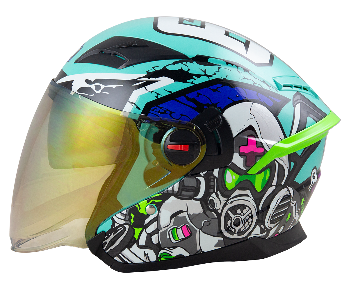 RD Air Force 1 Open Face Helmet - Star War (Mint Blue) Motorcycle Helmet
