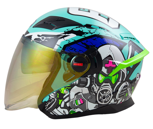 RD Air Force 1 Open Face Helmet - Star War (Mint Blue)