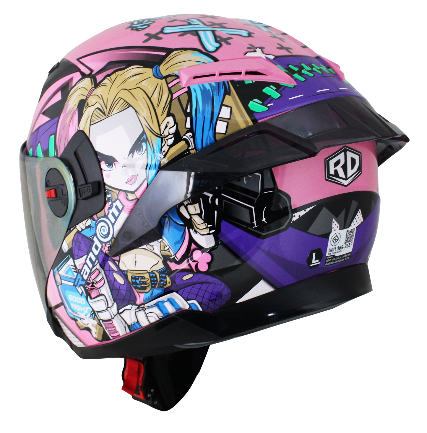 RD Air Force 1 開面式頭盔- 小丑女 (黑粉紅)