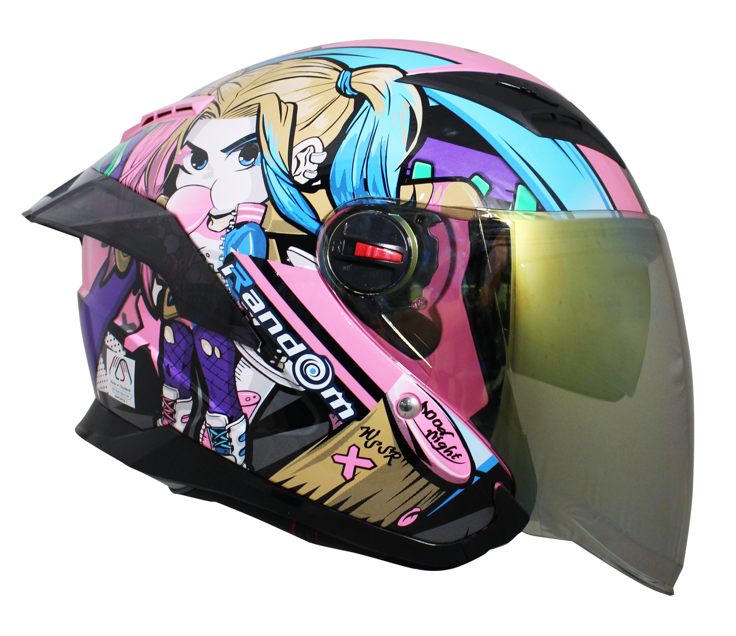 RD Air Force 1 開面式頭盔- 小丑女 (黑粉紅)