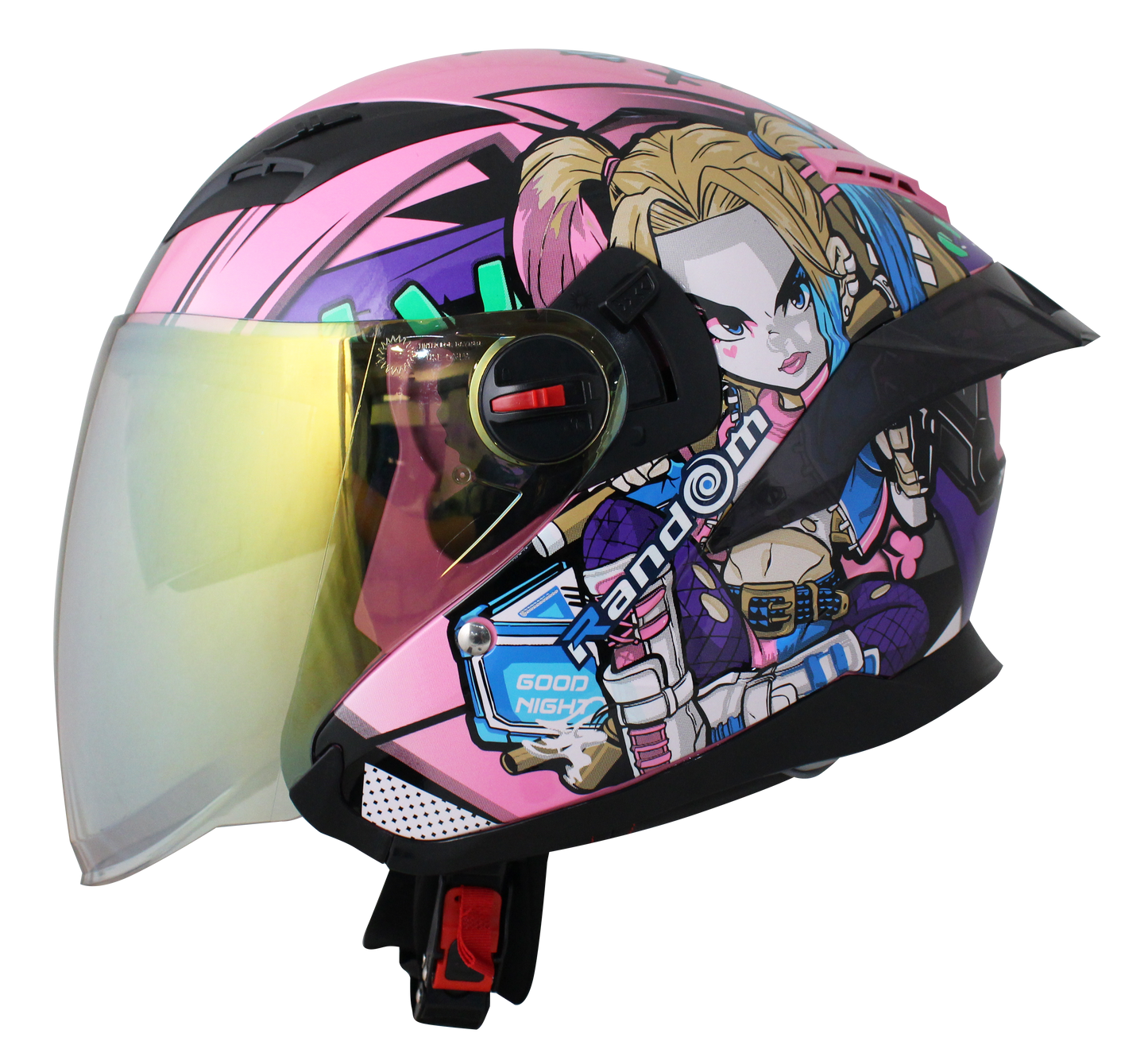 RD Air Force 1 開面式頭盔- 小丑女 (黑粉紅)