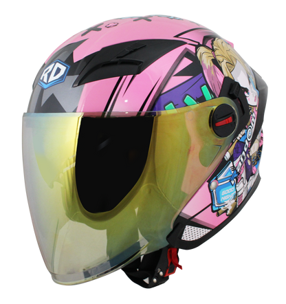 RD Air Force 1 開面式頭盔- 小丑女 (黑粉紅)