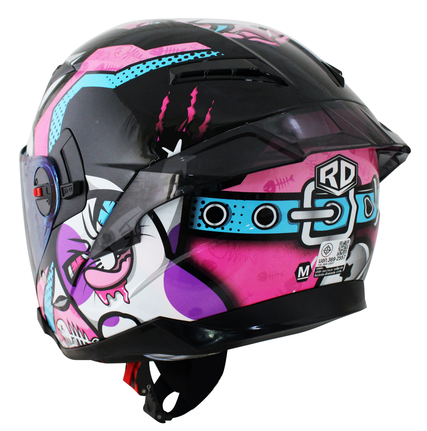 RD Air Force 1 Open Face Helmet - Pop Cat (Black Pink)