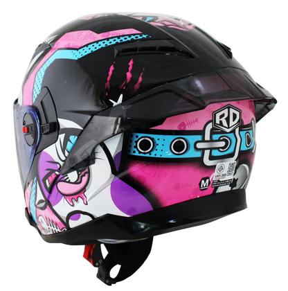 RD Air Force 1 Open Face Helmet - Pop Cat (Black Pink)