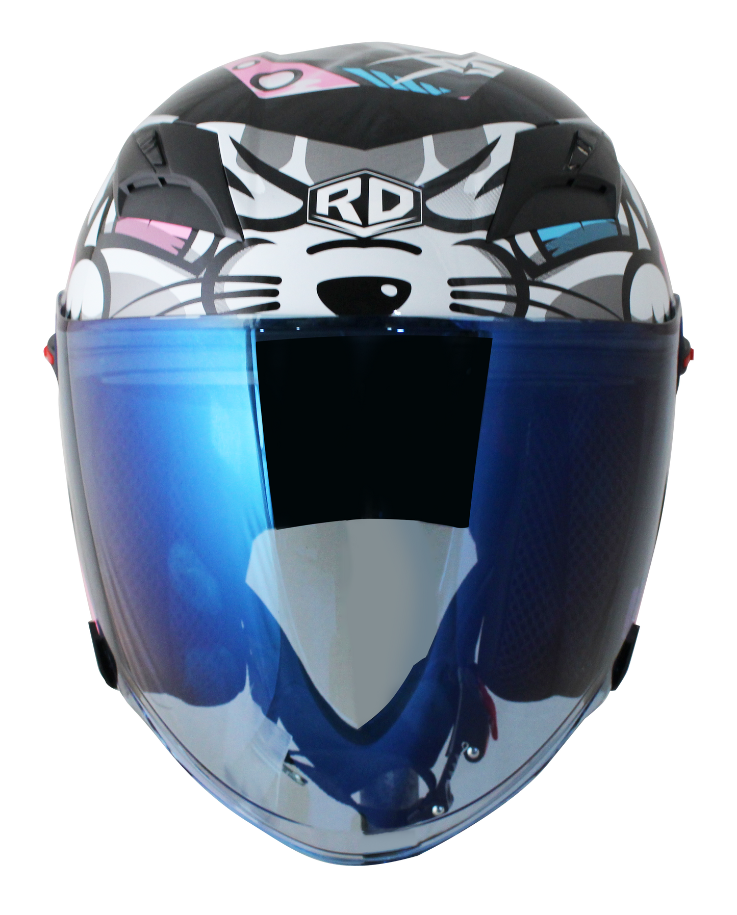 RD Air Force 1 Open Face Helmet - Pop Cat (Black Pink)
