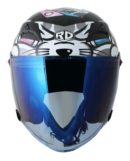 RD Air Force 1 Open Face Helmet - Pop Cat (Black Pink)
