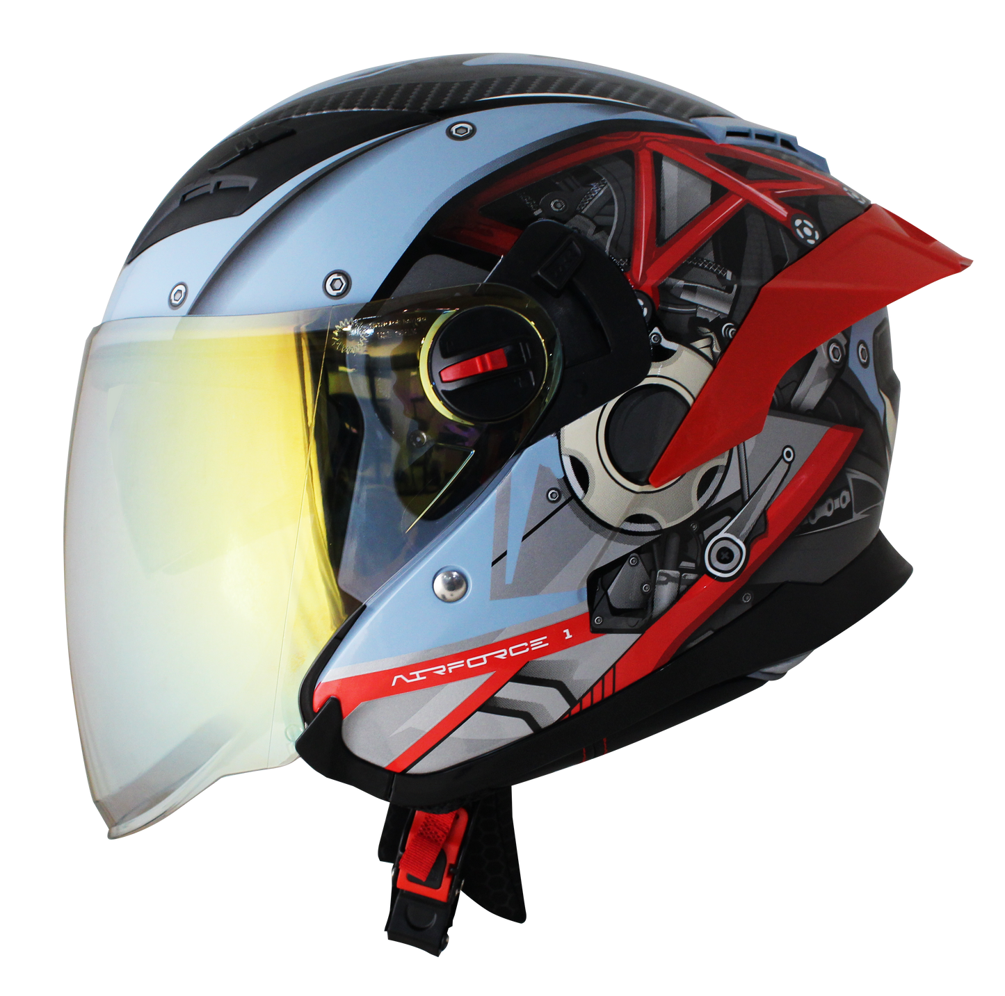 RD Air Force 1 Open Face Helmet - Engine (Sea Blue)