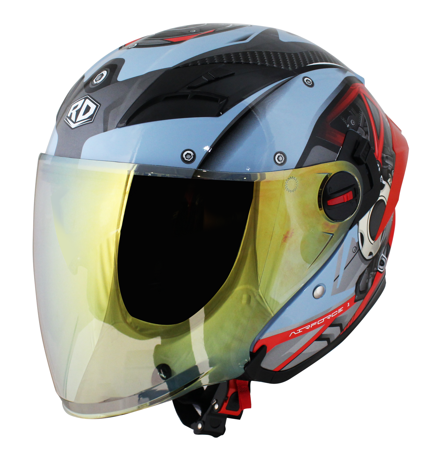 RD Air Force 1 Open Face Helmet - Engine (Sea Blue)