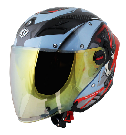 RD Air Force 1 Open Face Helmet - Engine (Sea Blue)