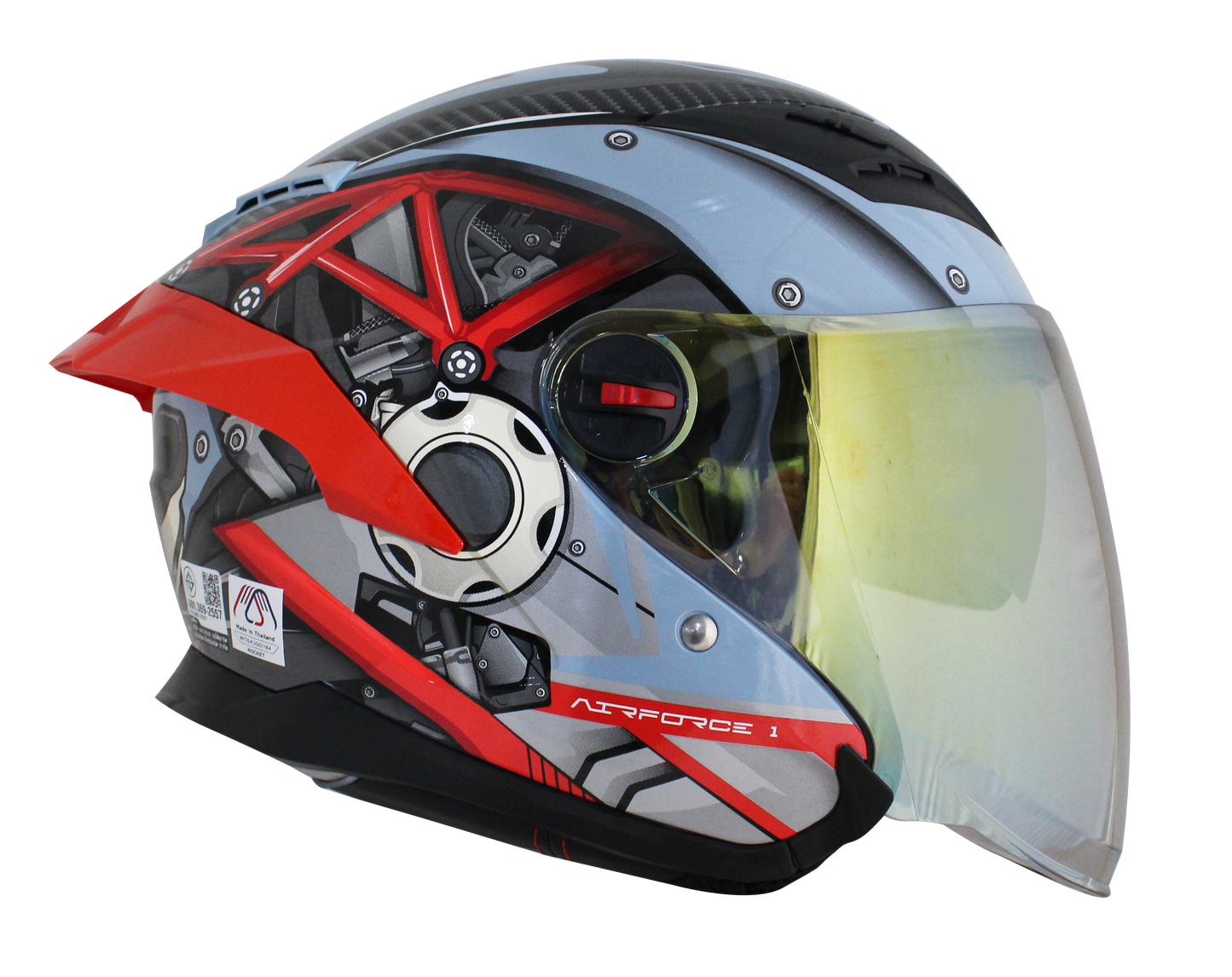 RD Air Force 1 Open Face Helmet - Engine (Sea Blue)