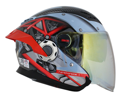RD Air Force 1 Open Face Helmet - Engine (Sea Blue)