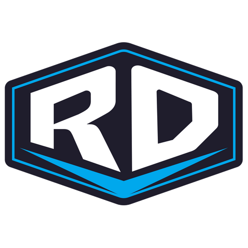 Hexagonal logo with 'RD' initials on a white background