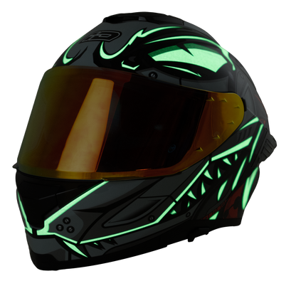 ID ZRO Full Face Helmet - Neon (Matte Black)