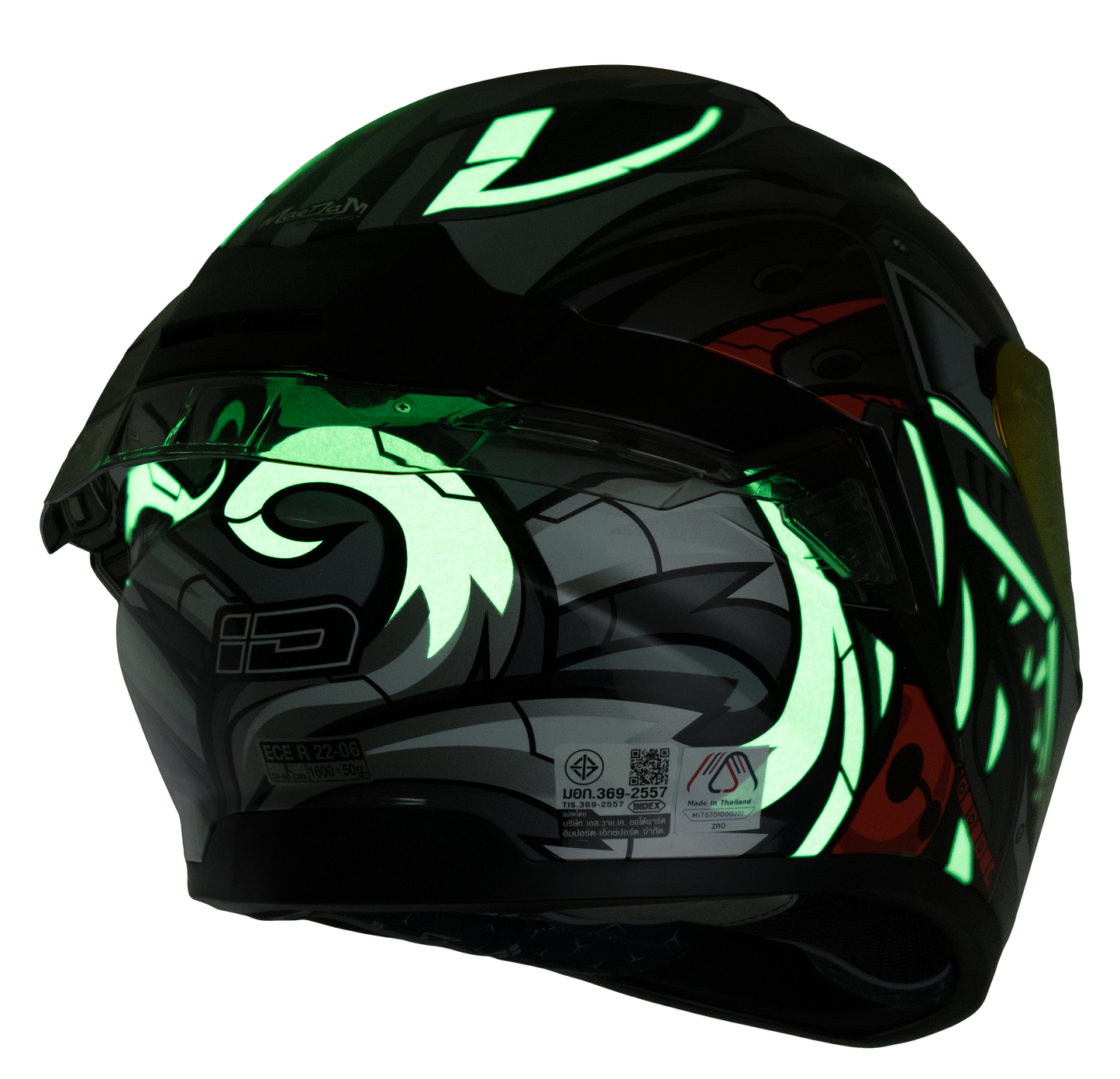 ID ZRO Full Face Helmet - Neon (Matte Black)