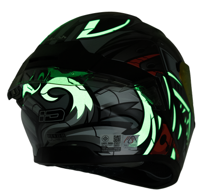 ID ZRO Full Face Helmet - Neon (Matte Black)